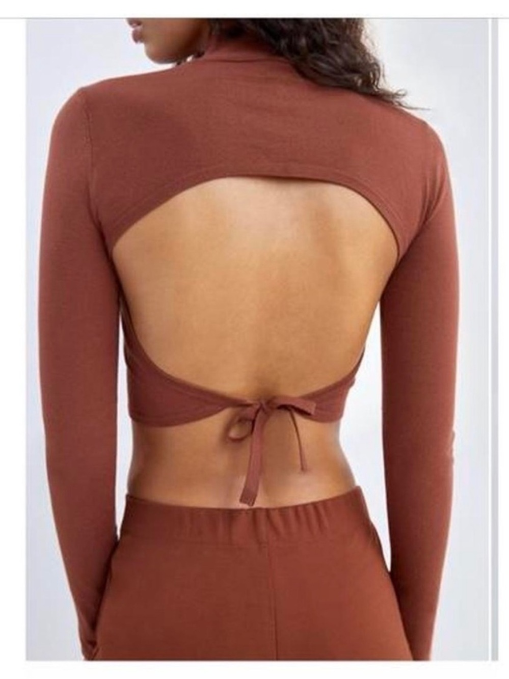 Aritzia Ellie Sweater Mock neck Open-Back Long Sleeve Crop Top - XXS